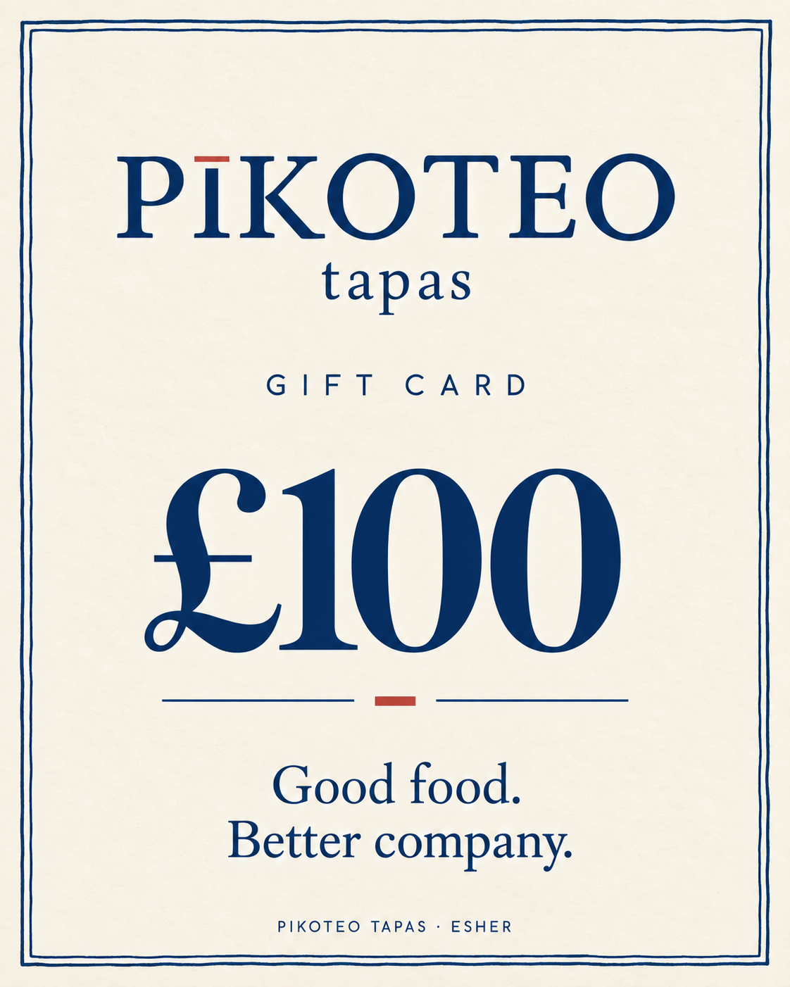 Pikoteo Tapas £100 gift card